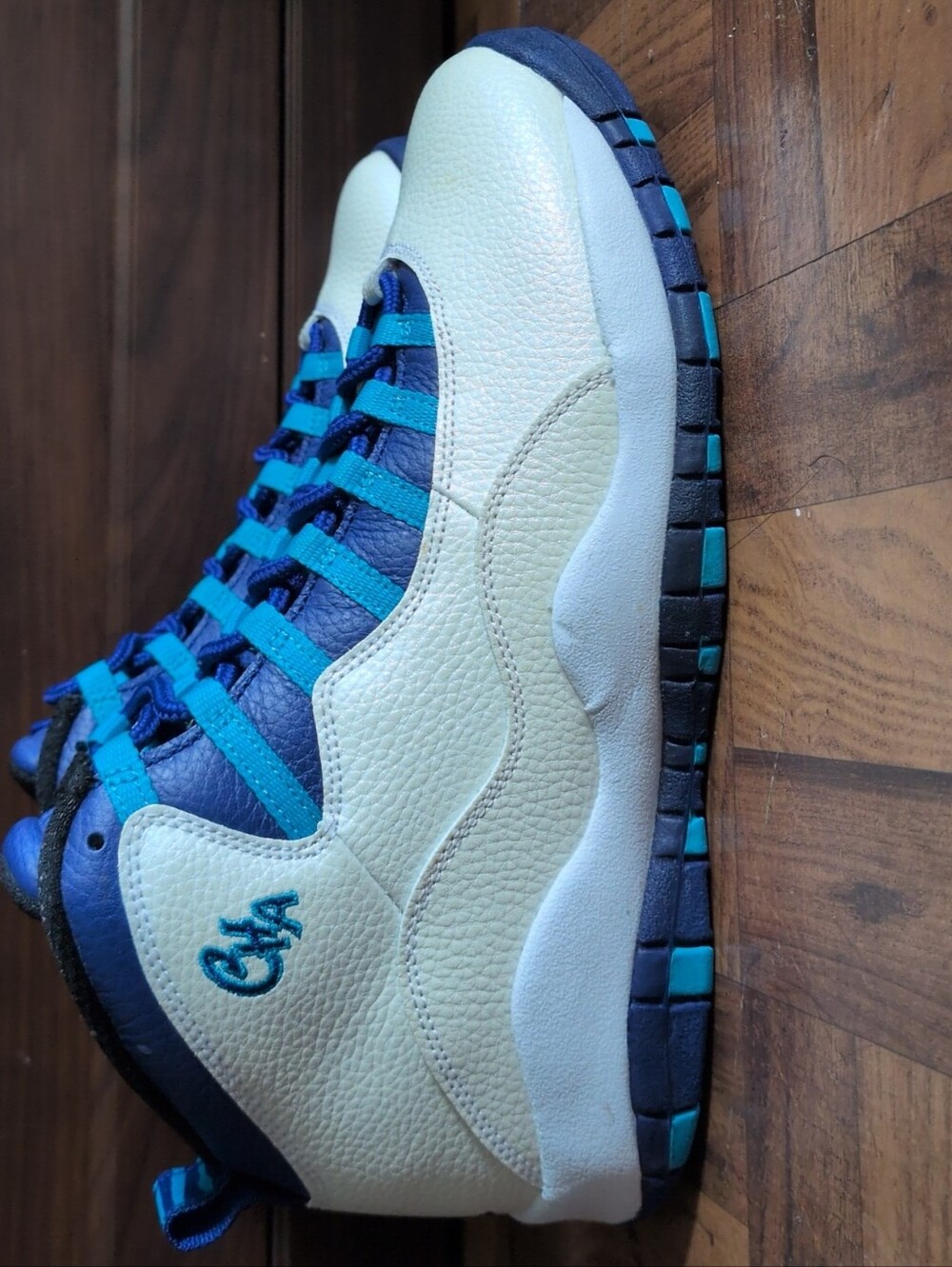 Jordan Kids White and Blue/Turquoise Sneakers